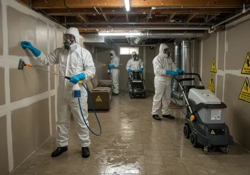 Basement Moisture Removal and Structural Drying process in Leavittsburg, OH